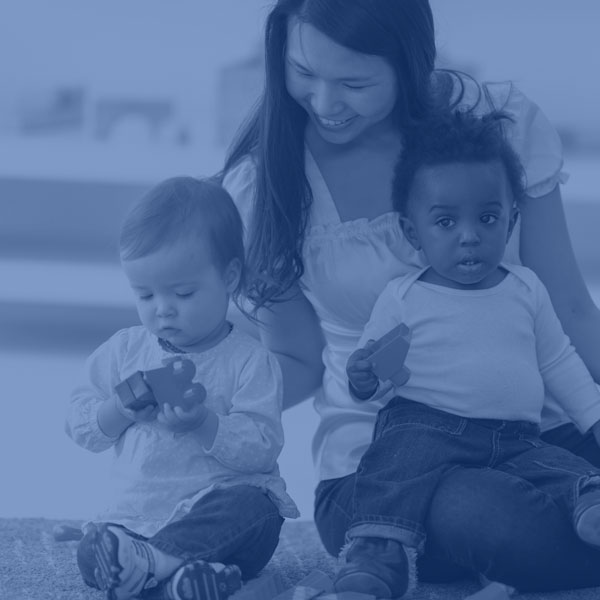 woman playing with children